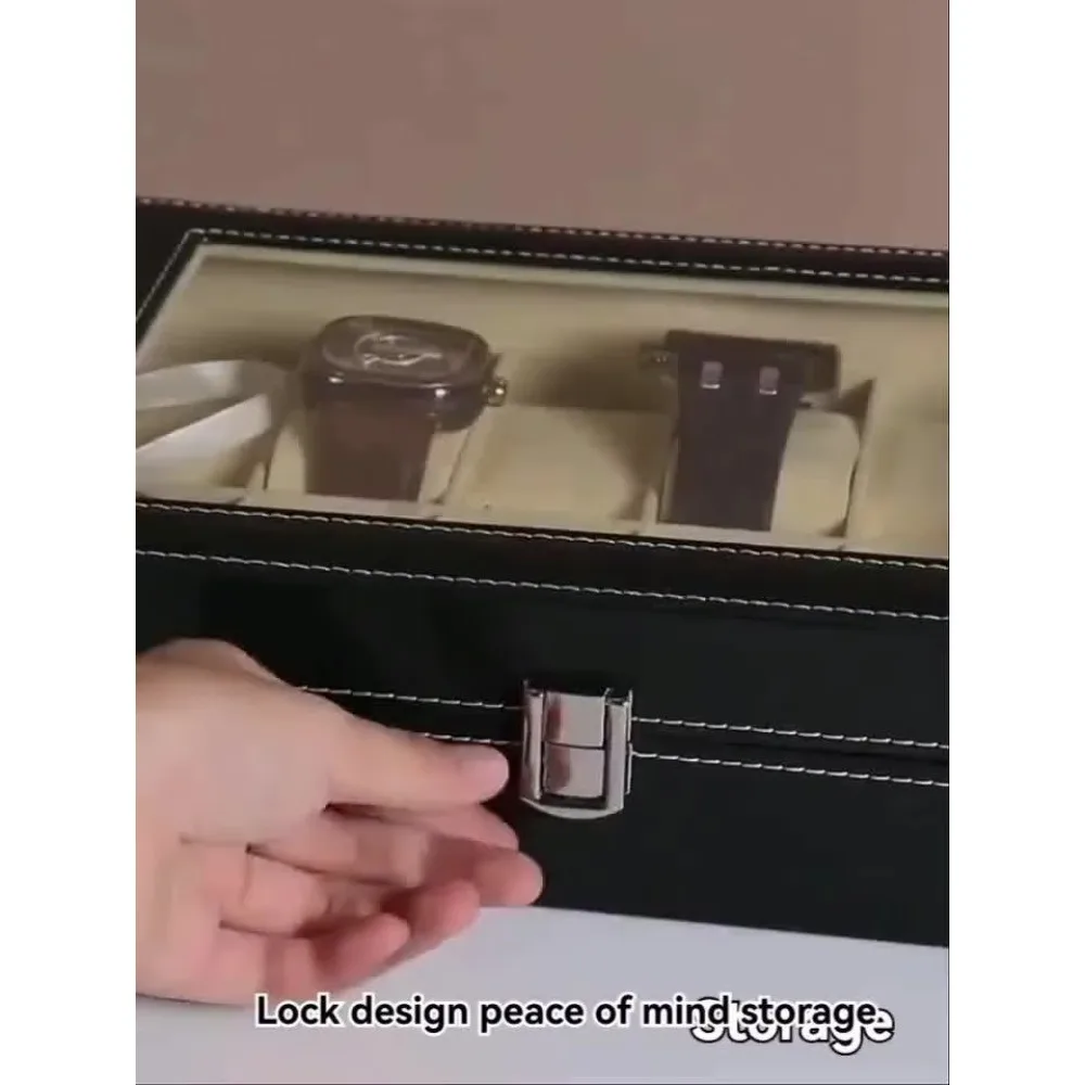 12-Slot-Watch-Organizer-with-Lock-Removable-Pillows-Synthetic-Leather-Storage-Case-for-Men-Travel-Gifts-5