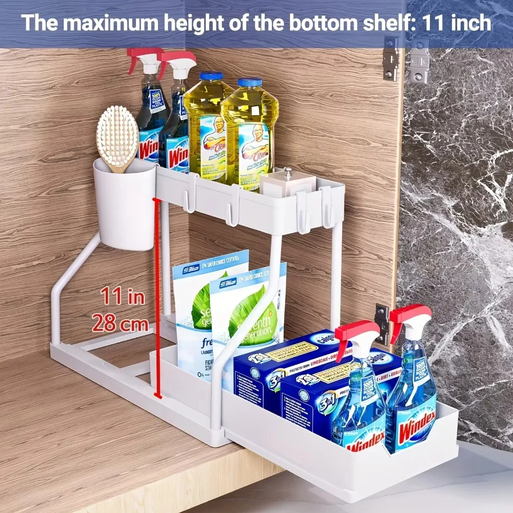 2-Tier-Slide-Out-Under-Sink-Organizer-with-Hooks-Space-Saving-Storage-Rack-for-Kitchen-Bathroom-5
