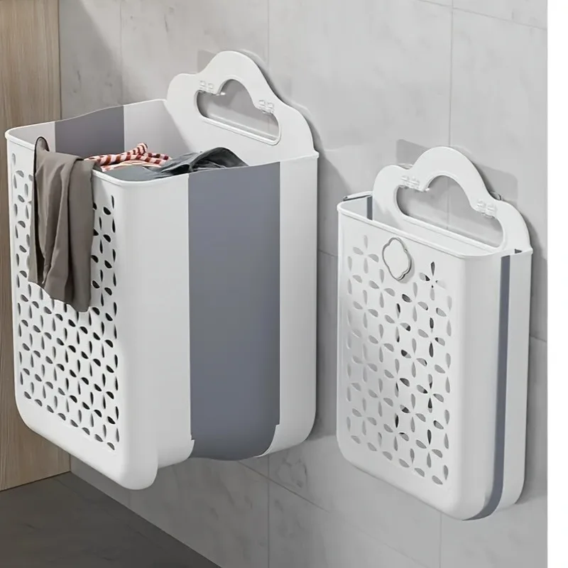 Foldable-Laundry-Basket-Modern-Plastic-Ventilated-Wall-Mounted-Storage-No-Drilling-Space-Saving-Collapsible-Organizer-3