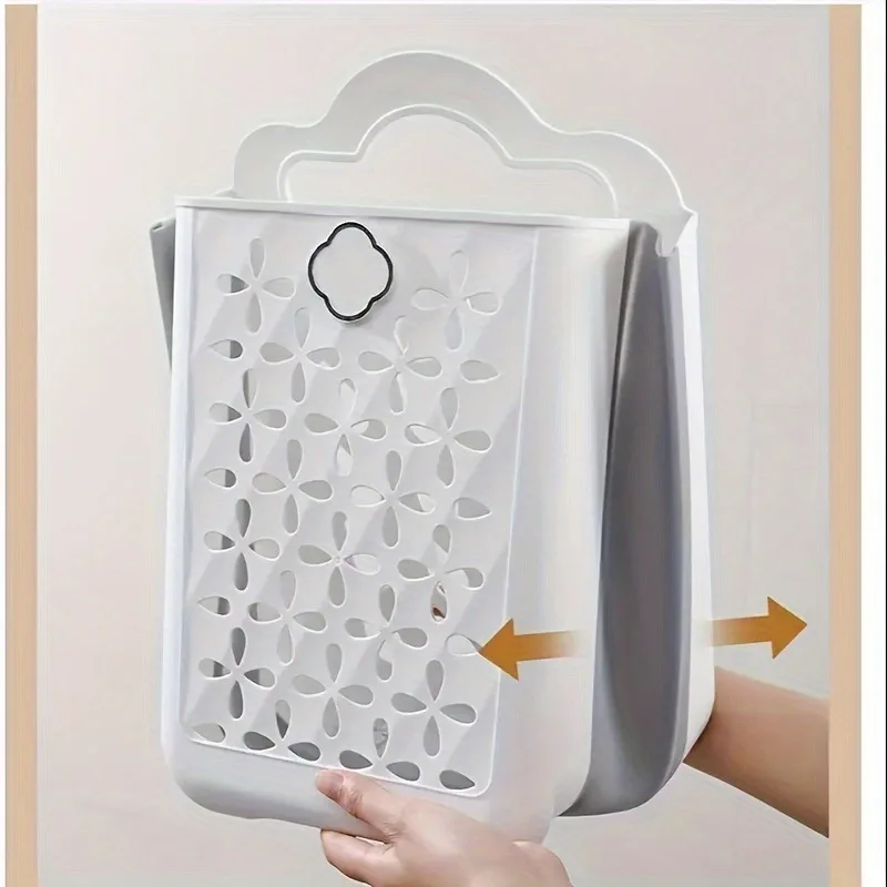 Foldable-Laundry-Basket-Modern-Plastic-Ventilated-Wall-Mounted-Storage-No-Drilling-Space-Saving-Collapsible-Organizer-5