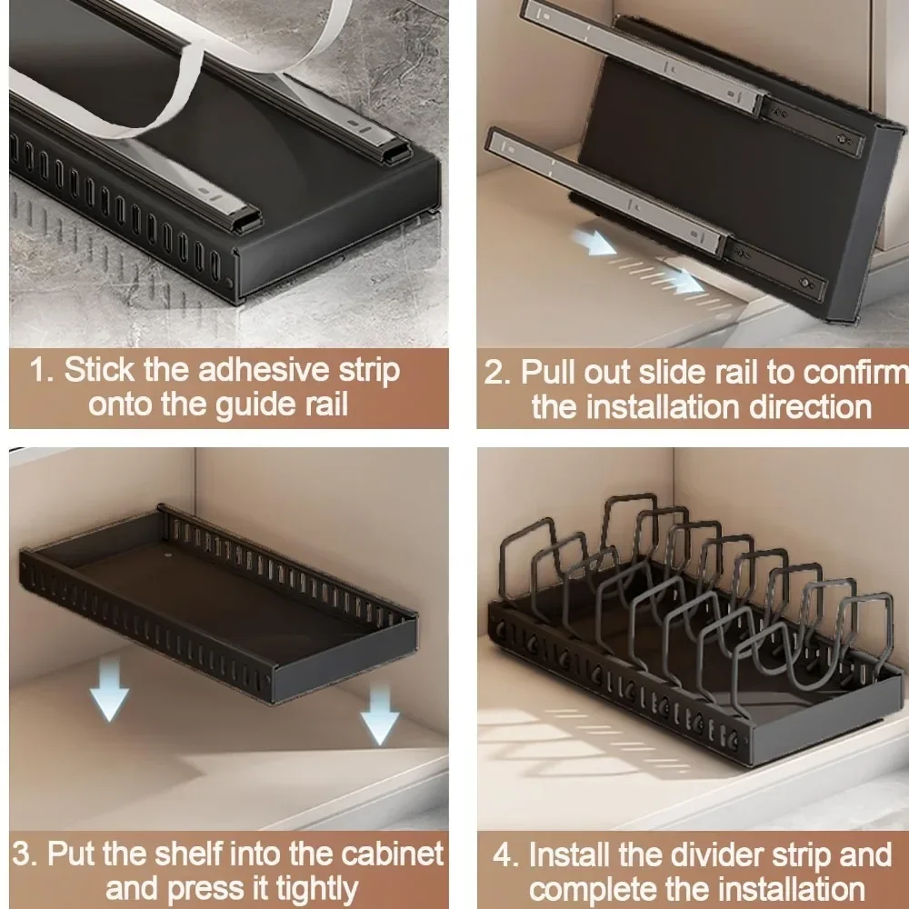 Kitchen-Pull-Out-Pot-Rack-Adjustable-Cupboard-Trays-Dishes-Partition-Shelf-with-Slide-Rails-Organizer-Tray-3