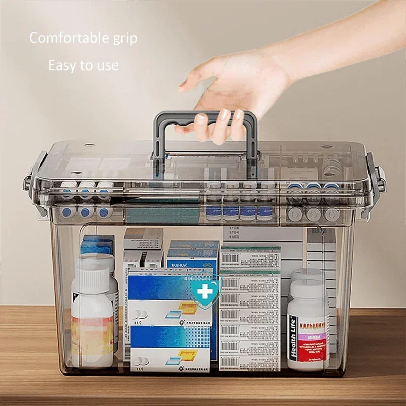 Multifunctional-Transparent-Medicine-Organizer-with-Tray-Water-Resistant-Plastic-Storage-Box-for-Pills-First-Aid-Kit-5